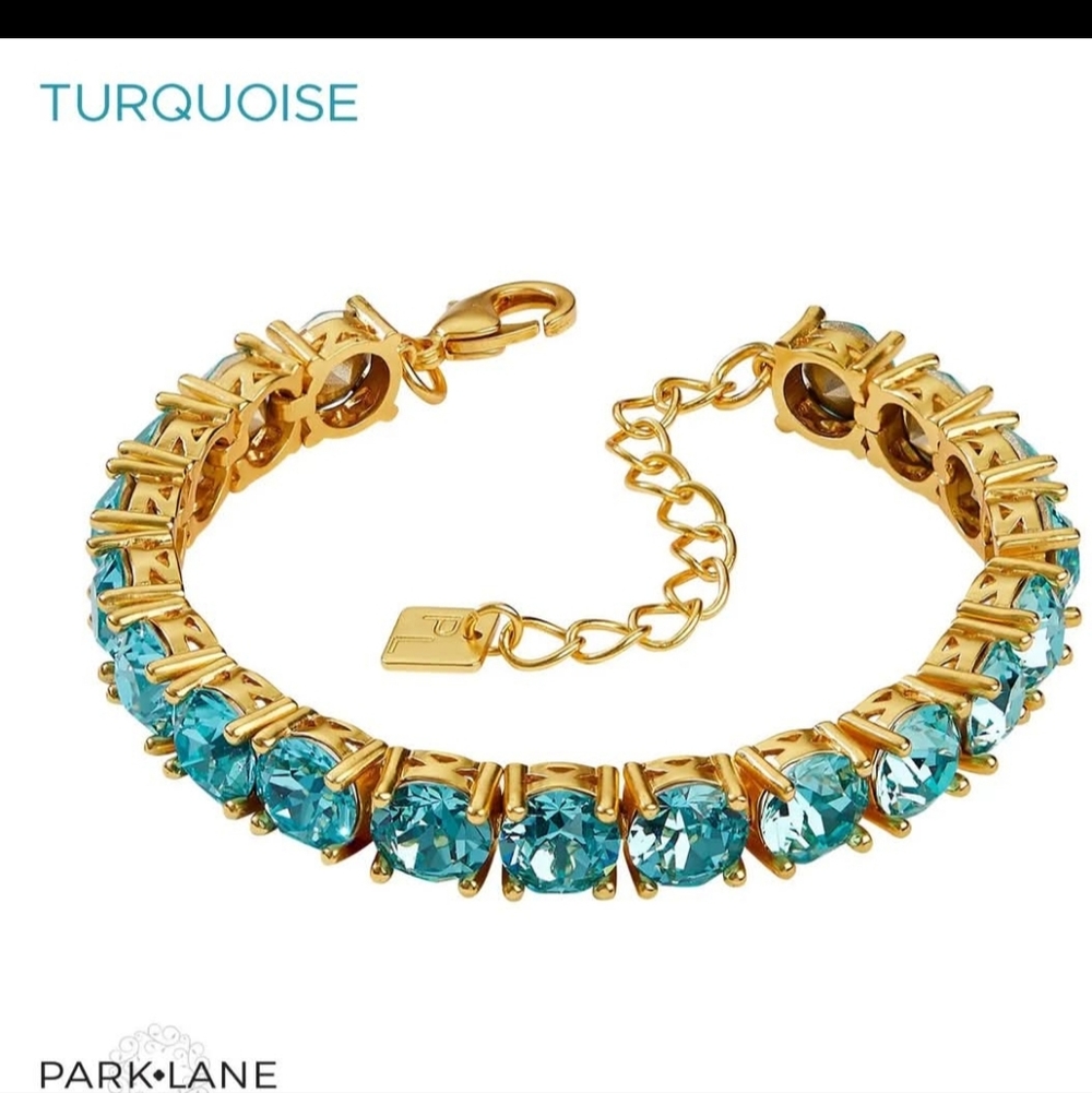 Turquoise Impression Gold & Blue Bracelet By Parklane Tennis Bracelet Style New